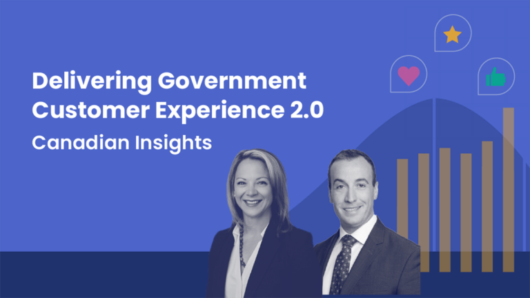 Promotional graphic for a webinar titled "Delivering Government Customer Experience 2.0: Canadian Insights."