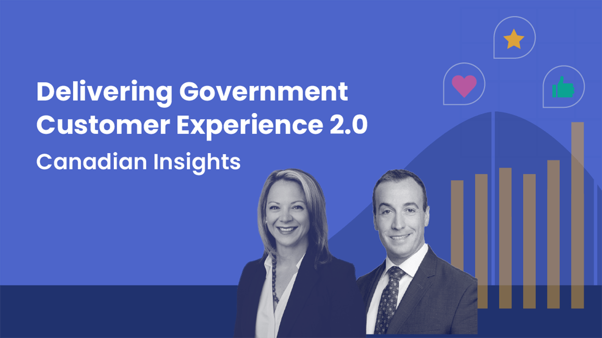 Promotional graphic for a webinar titled "Delivering Government Customer Experience 2.0: Canadian Insights."