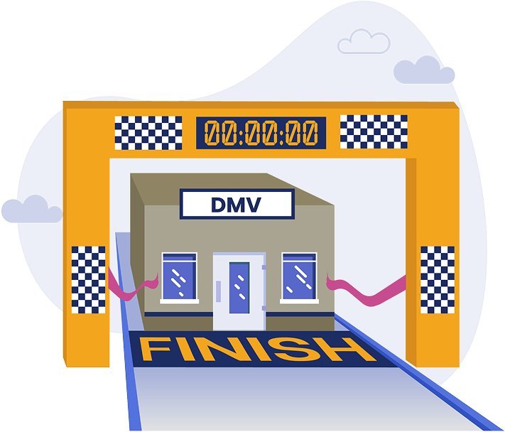 DMV shown at the finish line