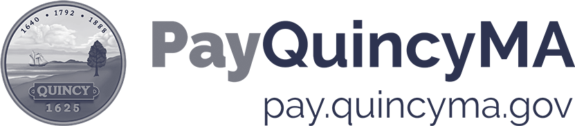 PayQuincyMA logo with the City of Quincy, Massachusetts seal and the URL pay.quincyma.gov