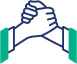 Two hands clasped together in a handshake.