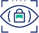 An eye within a scanning frame above a padlock, representing security.
