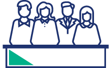 People seated at a council table icon.