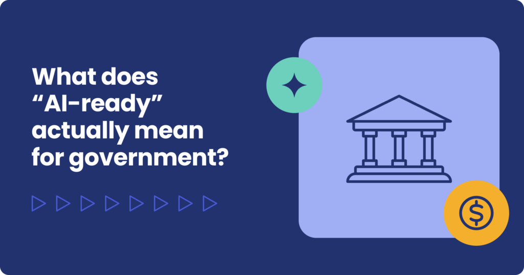 Government building with AI sparkle symbol and dollar sign